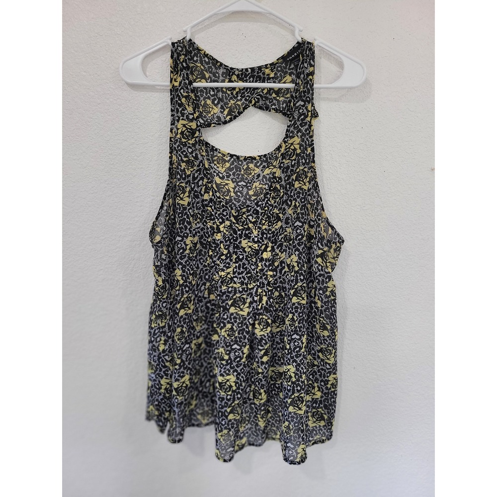 Torrid Sleeveless Tank Top Floral Print Yellow Black‎ Plus Size Top size 2 #20